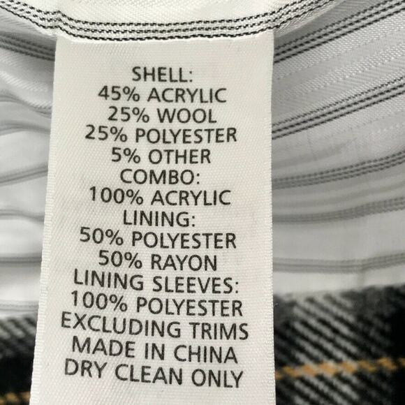 Plenty Tracy Reese Womens Plaid Bomber Jacket Sz 2 Black‎ Cream Round Neck - Picture 5 of 5